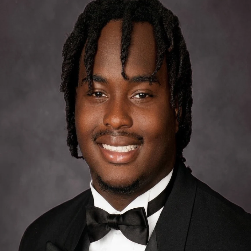 Cayden Luster, Stone Tomcats class of 2027 defensive end, in a black tuxedo